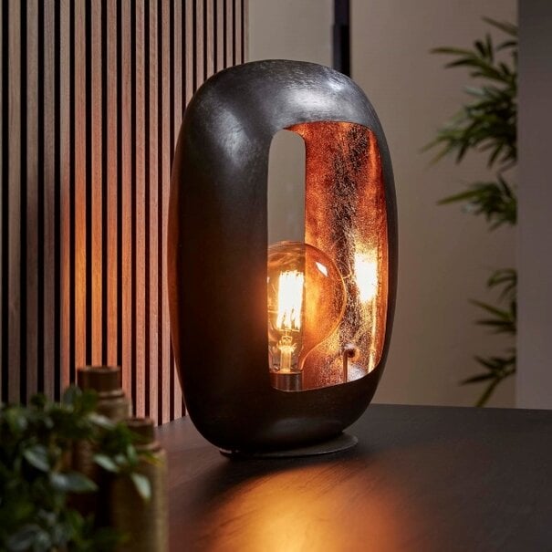 BelaLuz Industriële - Tafellamp - 1 Lichts - 44 cm - Zwart Nikkel - Brick