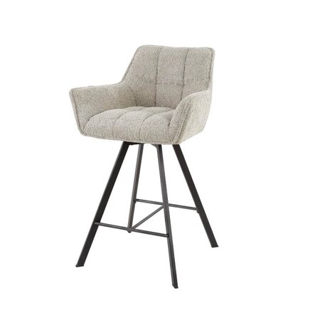 BelaLuz Moderne Barstoel Turn bouclé zandkleur draaibaar