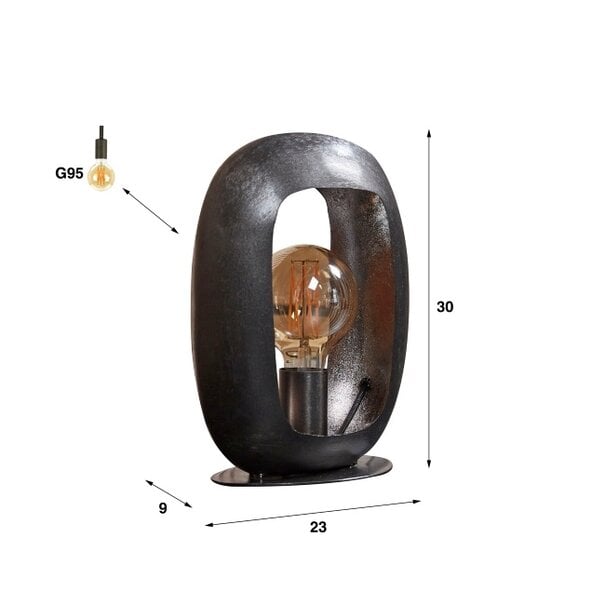 BelaLuz Industriële - Tafellamp - 1 Lichts - 30 cm - Zwart Nikkel - Brick