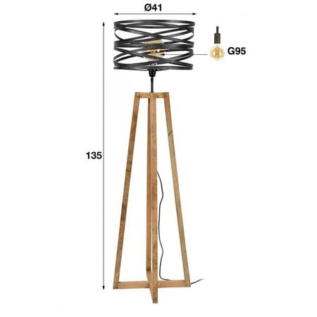 BelaLuz Landelijke vloerlamp Morgan Ø40 cm bruin