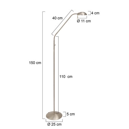 Mexlite Moderne vloerlamp Anna LED staal