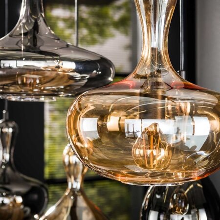 BelaLuz Design hanglamp Wine 7-lichts met amber en smoke glazen