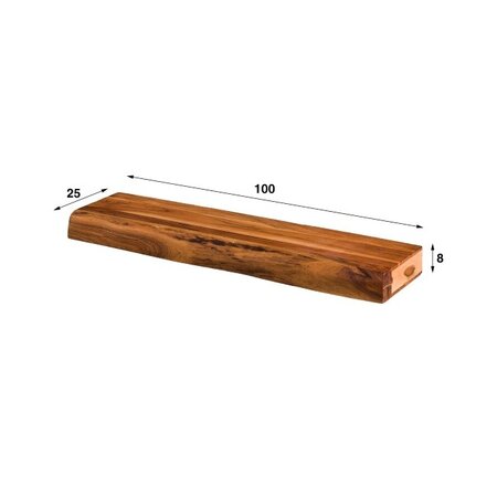 BelaLuz Landelijke Wandplank Gaia 100 cm acaciahout