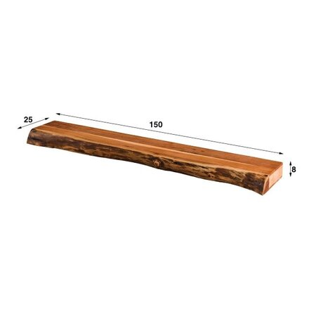 BelaLuz Landelijke Wandplank Gaia 150 cm acaciahout