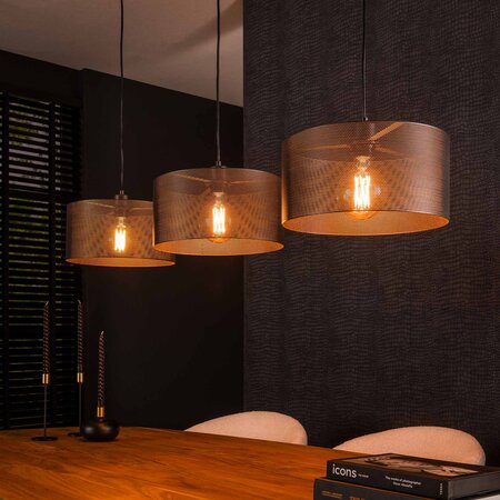 BelaLuz Industriële Vintage hanglamp Mite 3-lichts charcoal