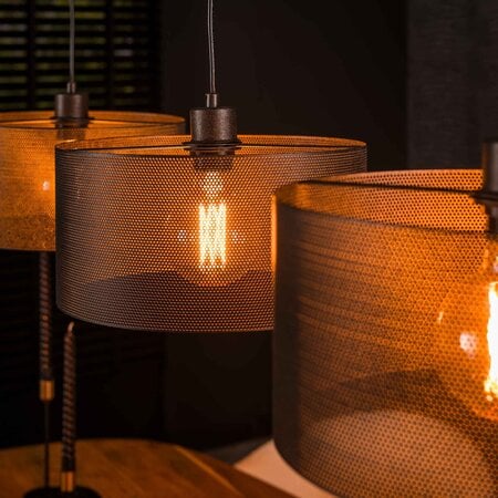 BelaLuz Industriële Vintage hanglamp Mite 3-lichts charcoal