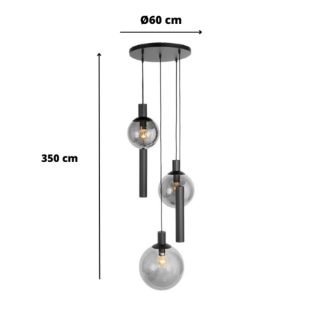 Steinhauer Hotel Chique hanglamp Bollique 5-lichts getrapt koker met smoke glas