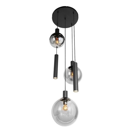 Steinhauer Hotel Chique hanglamp Bollique 5-lichts getrapt koker met smoke glas