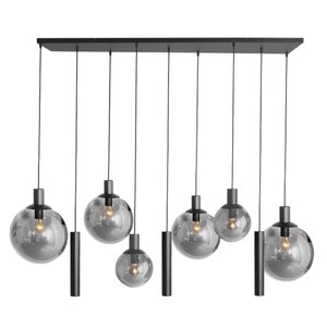 Steinhauer Hotel Chique hanglamp Bollique 9-lichts Kokers zwart met smoke glas