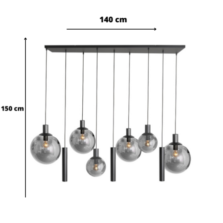 Steinhauer Hotel Chique hanglamp Bollique 9-lichts Kokers zwart met smoke glas
