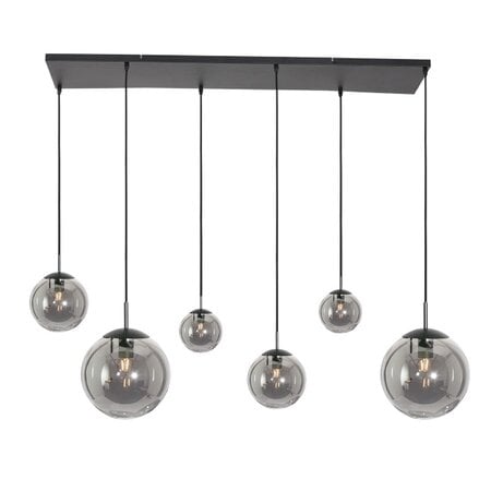 Steinhauer Hotel Chique hanglamp Bollique 6-lichts zwart met smoke glas