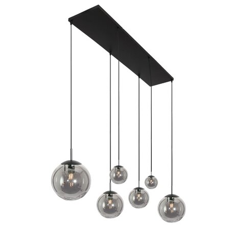Steinhauer Hotel Chique hanglamp Bollique 6-lichts zwart met smoke glas
