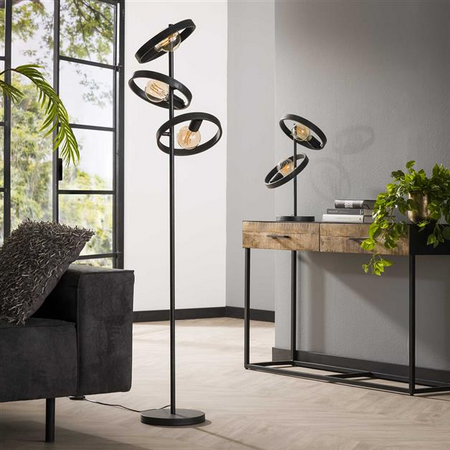 BelaLuz Moderne Industriële vloerlamp Hera 3-lichts charcoal