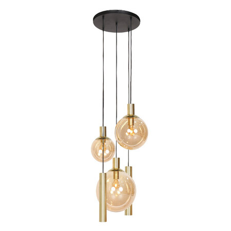 Steinhauer Hotel Chique hanglamp Bollique 5-lichts getrapt koker met amber glas