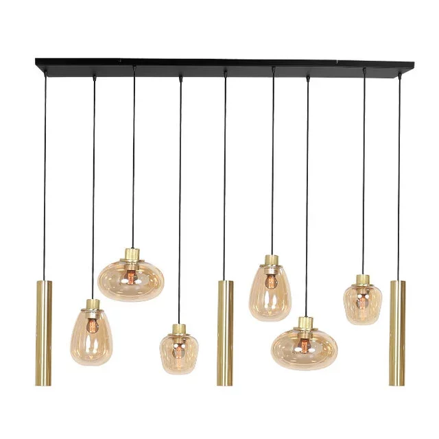 Hanglamp Reflexion 9 lichts goud met kokers