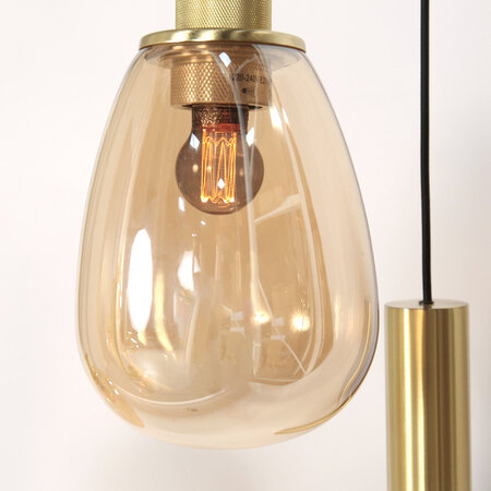 Steinhauer Design Hotel Chique hanglamp Reflexion 9-lichts goud met amber glas
