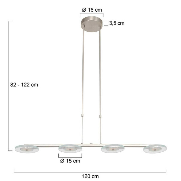 Steinhauer Moderne - Industriele - Hanglamp - Staal - Helder Glas - Turound