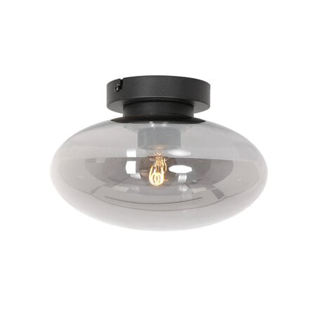 Steinhauer Hotel Chique plafondlamp Reflexion 1-lichts Ø25 cm zwart met smoke glas