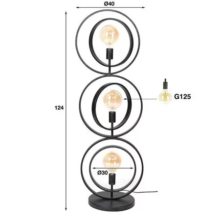 BelaLuz Moderne vloerlamp Ozon 3-lichts charcoal