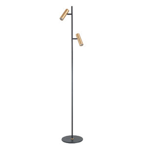Highlight Moderne Industriële vloerlamp Trend 2-lichts zwart goud