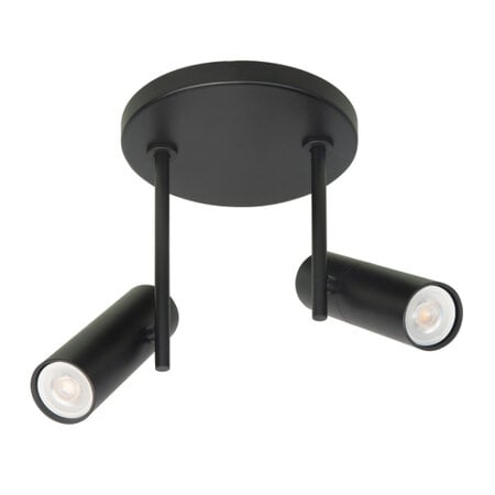 Highlight Moderne Industriële opbouwspot Trend 2-lichts rond zwart