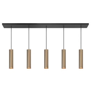 Highlight Moderne Industriële hanglamp Perugia 5-lichts koker goud met goud glas