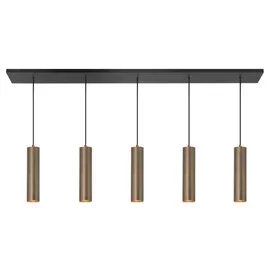 Hanglamp Perugia 5 lichts met koker brons