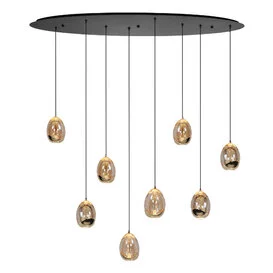 Hanglamp Golden Egg 8-lichts goud ovaal