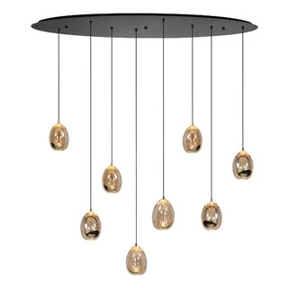 Hanglamp Golden Egg 8-lichts goud ovaal