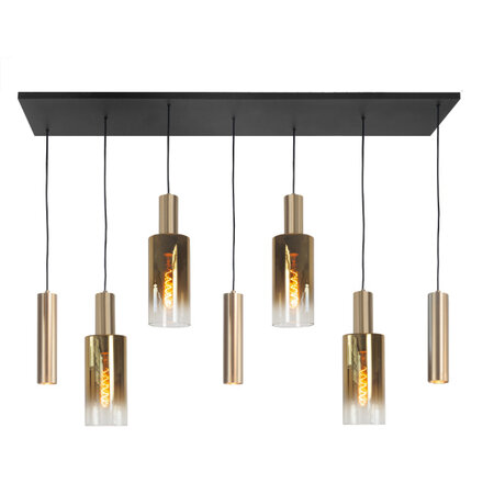 Highlight Hotel Chique hanglamp Perugia 7-lichts Kokers goud met goud glas