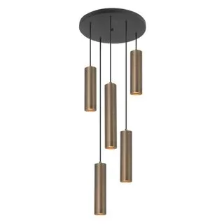 Hanglamp Perugia 5 lichts rond brons