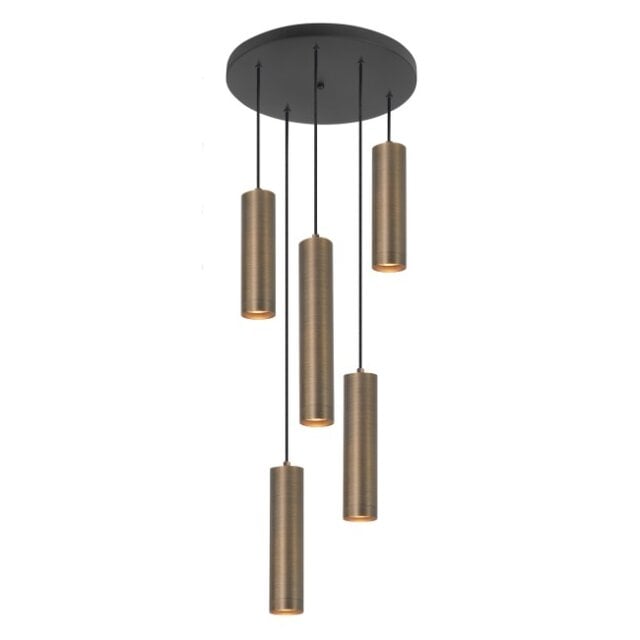 Hanglamp Perugia 5 lichts rond brons