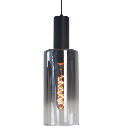 Highlight Moderne hanglamp Perugia 7-lichts Kokers zwart met smoke glas