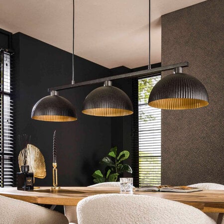 BelaLuz Industriële Moderne hanglamp Strice 3-lichts charcoal