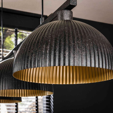 BelaLuz Industriële Moderne hanglamp Strice 3-lichts charcoal