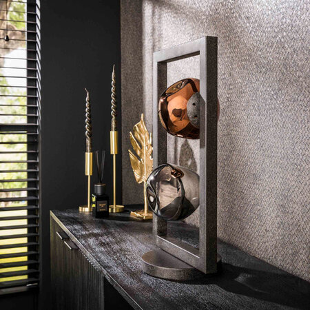 BelaLuz Moderne Design tafellamp Miro 2-lichts charcoal met gekleurde glazen