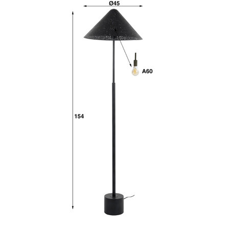 BelaLuz Industriële vloerlamp Daze 1-lichts charcoal