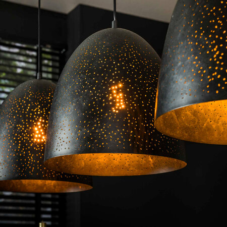 BelaLuz Industriële Vintage hanglamp Monte 3-lichts charcoal