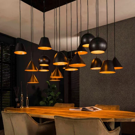 BelaLuz Industriële Design hanglamp Giant 18-lichts charcoal