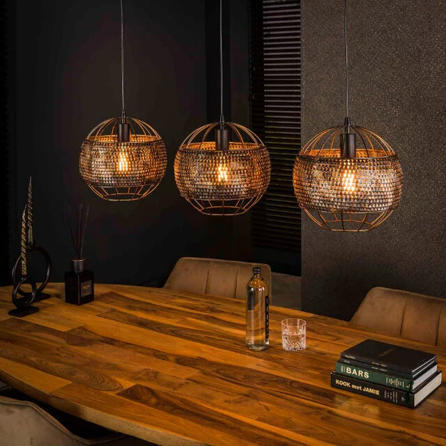 Hanglamp Peach 3-lichts zwart bruin