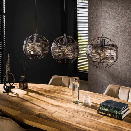 BelaLuz Industriële hanglamp Peach 3-lichts Ø30 cm zwart bruin