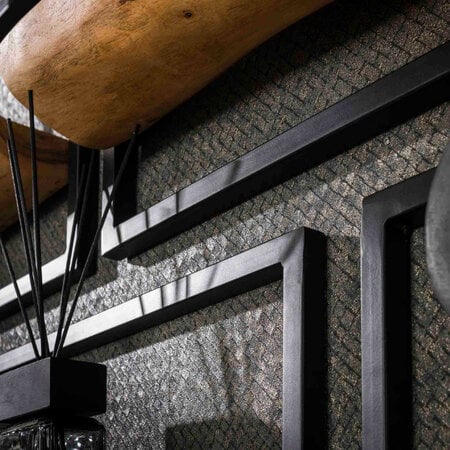 BelaLuz Wandplank Kayne 5 set zwart metaal met acaciahout