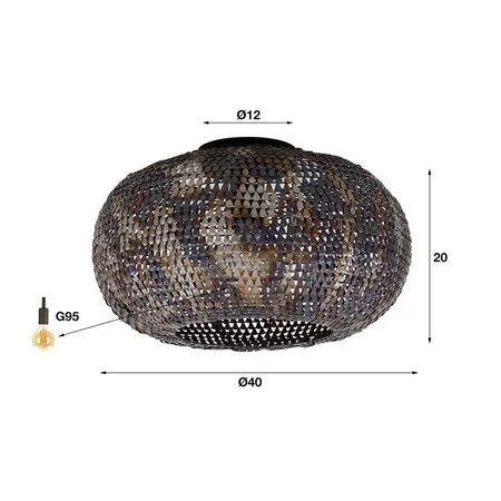 BelaLuz Industriële plafondlamp Zelda 1-lichts zwart bruin
