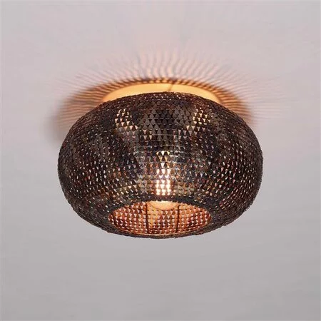 BelaLuz Industriële plafondlamp Zelda 1-lichts zwart bruin
