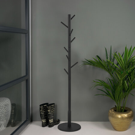 BelaLuz Moderne staande kapstok Bro zwart rubberhout