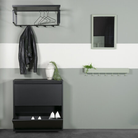 BelaLuz Retro Moderne Schoenenkast Billy 2 Silky zwart staal