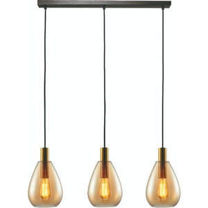 Freelight Hotel Chique hanglamp Dorato 3-lichts goud met amber glas