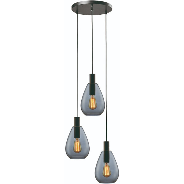 Hanglamp Dorato 3-lichts smoke getrapt