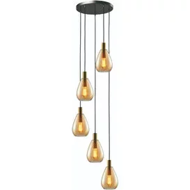 Hanglamp Dorato 5-lichts goud getrapt