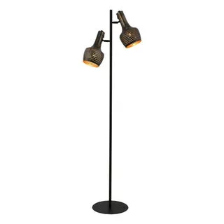 Vloerlamp Cambal 2-lichts zwart bruin
